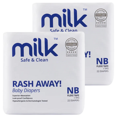 milk 鎖水芯牛奶黏貼型尿布 0~5kg, 44片, NB