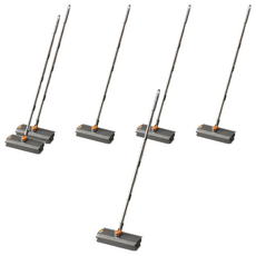 二合一旋轉地板刷(刮水掃把/浴室刷子/長柄刷/浴室清潔刷), 6個, 灰色