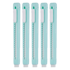 Pentel 飛龍文具 CLIC ERASER 自動塑膠擦/橡皮擦 ZE80PK-W, 5支, 粉綠色