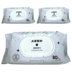 KOgi 宏瑋 太厚駕到 酒精濕紙巾 掀蓋包 附蓋, 3個, 80張, 45g