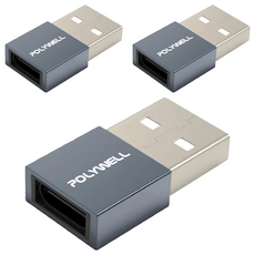 POLYWELL 寶利威爾 USB 2.0 Type-A-Type-C 轉接器, 3個, PW15-T02-A031