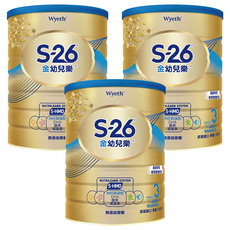 Wyeth 惠氏 S-26 再升級版 金幼兒樂幼兒成長配方 S-HMO 3號奶粉 1~3歲1~3歲, 1.6kg, 3罐