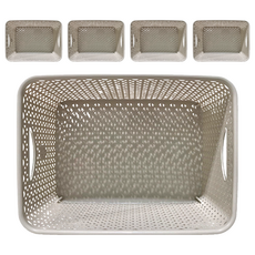 GINII 基尼 北歐編織系列 收納籃 4148 459g 18L, 象牙白, 5個