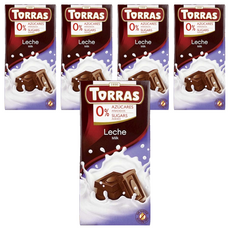 TORRAS 多樂 無蔗糖牛奶巧克力, 75g, 5個