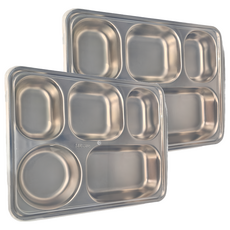 FANCY LIFE 不鏽鋼分隔餐盤, 5格, 2個