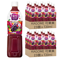 KAGOME 可果美 野菜生活100胡蘿蔔與葡萄綜合蔬果汁, 30個, 720ml