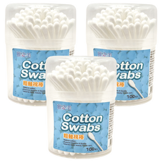 雅姿美 粗軸棉棒圓罐, 3個, 100個裝