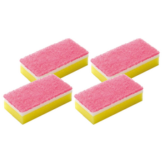 3M Scotch-Brite 日系3層海綿菜瓜布–細緻柔刷, 粉色, 4個, 1個裝