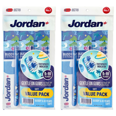 Jordan 麻吉麻吉超軟毛牙刷 5~10歲, 顏色隨機, 2套, 3個裝