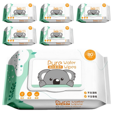 JOYFUL NAPKIN 悅棉 純水柔濕巾 綠色, 80抽, 6包