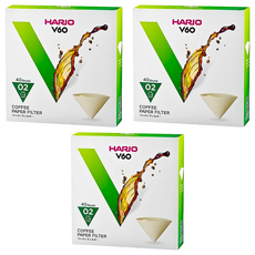 HARIO 好璃奧 V60無漂白02濾紙 VCF-02-40M 1~4杯, 40張, 3盒