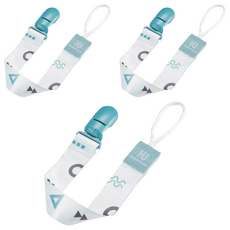 KU.KU Duckbill 酷咕鴨 KUKU PLUS 純真之瞳織帶奶嘴夾, 棉花藍, 3個