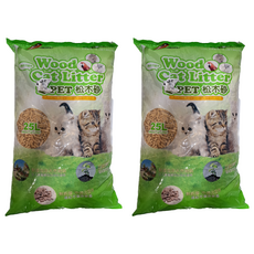 Q PET Wood Cat Litter 環保松木砂 貓兔小動物皆用 貓砂 QP-WD-02, 25L, 2包, 松木香