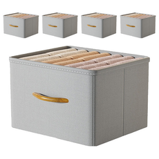 小麥購物 布藝抽屜式摺疊衣服收納箱 L2432, 5個, 灰色
