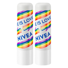 NIVEA 妮維雅 水漾護唇膏 款式隨機, 4.8g, 2個, 彩虹限定版