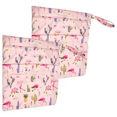 加大防水雙層雙拉鍊萬用袋, 粉鶴仙人掌, 2個