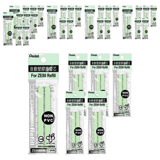 Pentel 飛龍文具 自動橡皮擦芯 ZER80-K 12個裝, 淡綠色, 6個