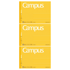 KOKUYO 國譽 Campus 橫向筆記本 點線A罫 B6, 黃色, 3本
