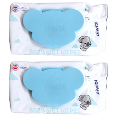 aiwibi 愛薇彼 嬰兒濕紙巾 天然無味 厚型, 80張, 2包
