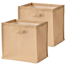 MUJI 無印良品 黃麻收納袋 長方形, 棕色, 2個