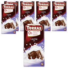 TORRAS 多樂 無蔗糖牛奶巧克力, 75g, 6個