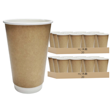 HJ 禾啟 雙淋膜雙層中空杯 480ml, 25個, 40組