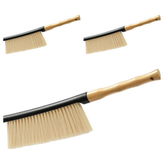 荷生活 天然楠竹加密長刷毛清潔床刷, 3個, 黑色