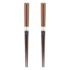 田中箸店 柔霧色系天然木筷 日本製 洗碗機適用 23cm, 栗棕色, 1雙筷子, 2組