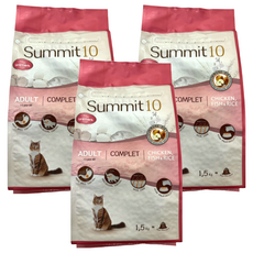 Summit10 森咪特 成貓用皮毛保健乾糧, 雞肉 + 魚 + 米, 1.5kg, 3袋