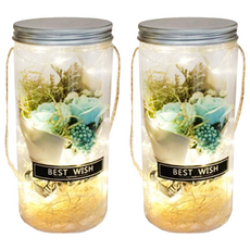 香皂花許願瓶 + LED, 藍色