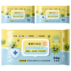 PURGE 普潔 多效抗病毒柔濕巾, 3g, 84張, 3包