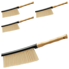 荷生活 天然楠竹加密長刷毛清潔床刷, 4個, 黑色