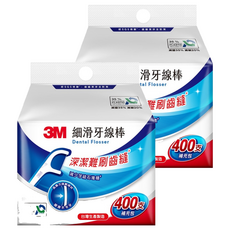 3M TM細滑牙線棒補充包 ECO包裝, 50mm, 400支, 2包