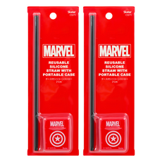 Skater 矽膠吸管 附收納盒 美國隊長, 2支, 1入