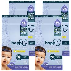 hoppi 嬰兒純水濕紙巾 低敏升級版 口手適用 20張, 100張, 4袋
