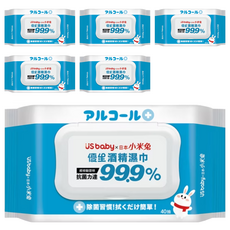 US baby 優生 優生x小米兔 酒精濕巾 加蓋, 6個, 40張