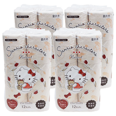 maRUTOmi 丸富製紙 捲筒衛生紙 自然風款 三麗鷗家族, 25m, 4個, 12捲