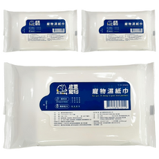 皮董 寵物濕紙巾 15抽/包, 15張, 3包