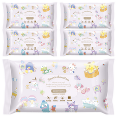 Sanrio 三麗鷗 加厚純水濕紙巾 恬靜時光 80張, 5個, 1個裝