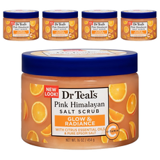 Dr.Teal's 維他命C亮澤西喜馬拉雅粉晶鹽身體磨砂膏, 5個, 454g