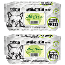 Absorb Plus 狠清爽寵物抗菌濕紙巾, 80抽, 2包, 蘆薈香