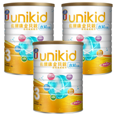 unikid 佑爾康 金貝親 幼兒成長配方奶粉 水解HA 3號 1~3歲, 850g, 3罐