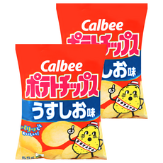 Calbee 卡樂比 Potato Chips 卡樂先生 鹽味洋芋片, 65g, 2包