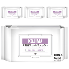 KOjIMA 犬貓用 果物清香 寵物濕巾 80張, 4包, 1入