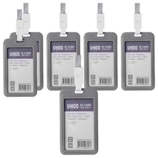 原生良品 直式素雅純色識別證件/工作證/悠遊卡/票卡套繩組 CT-6634-G, 灰色, 6個