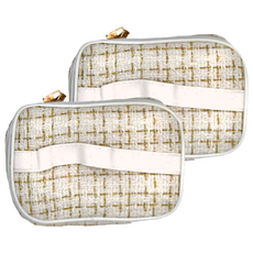 小香風化妝包 大(20 x 14.5 x13.5cm), 米白色, 2個