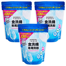 日本美淨易 HERBAL THREE 洗碗機清潔粉 附挖勺, 600g, 3個