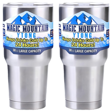 保冰保溫冰霸杯, 銀色, 900ml, 2個