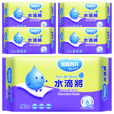 奈森克林 水滴將純水柔濕巾, 5包, 90張