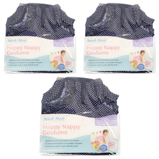 Splash About Happy Nappy Costume 小可愛連身版尿布褲 水玉點點 海軍藍 XL 12~24個月 13~18kg, 3件